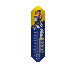 PEZ Retro Blechschild Metall-Thermometer - 28 x 6,5 cm