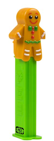 2020 EUROPEAN PEZ MINT LOOSE GINGERBREAD MAN ON GREEN STEM XMAS WITH PLAY CODE 